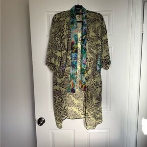 Animal Print Kimono with Colorful Trim